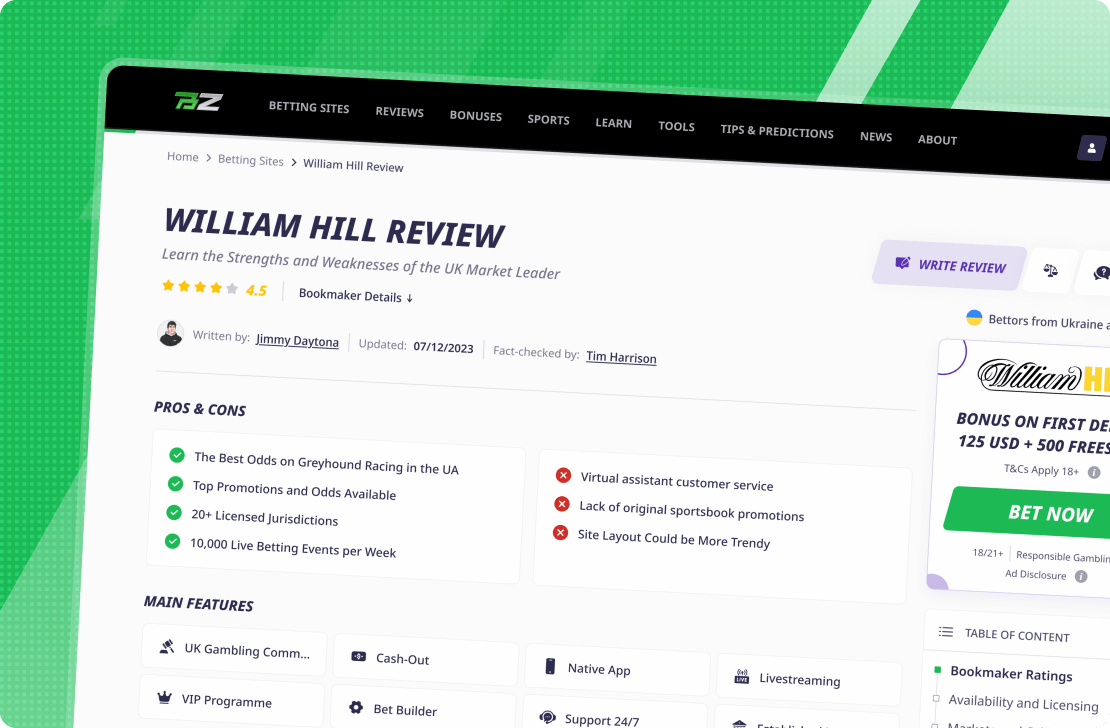 Visual representation for Betzillion review section