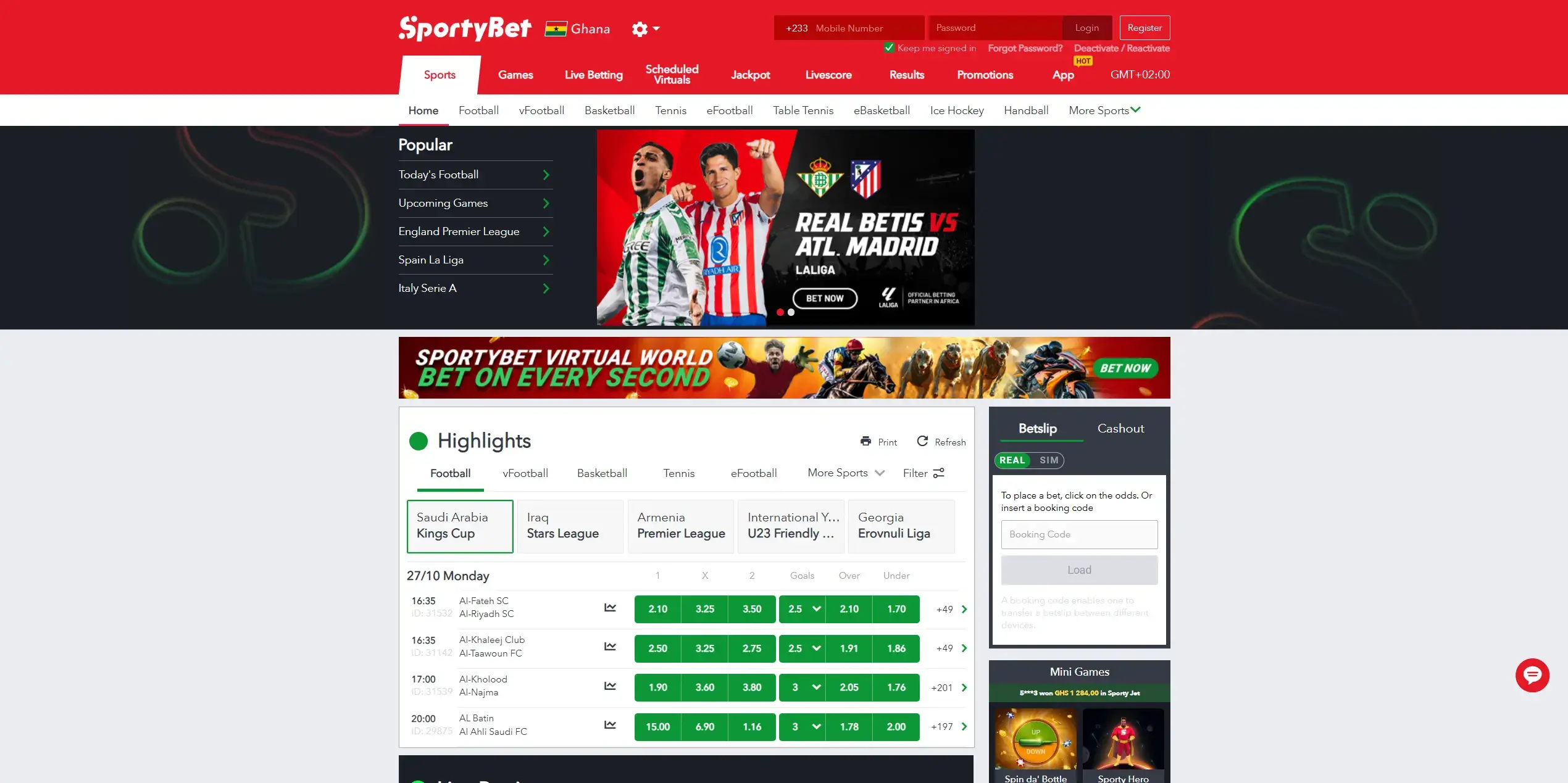 SportyBet Website
